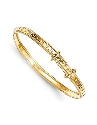 14k Maddi K 3mm Heart Patterned Adjustable Baby Bangle
