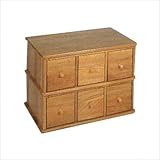 Leslie Dame Wood CD, DVD Storage Cabinet 6 Drawer Apothecary Style CD-150W Walnut
