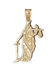 14K Yellow Gold Lady Of Justice Pendant