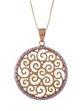 14K Two Tone Filigree Circle Pendant