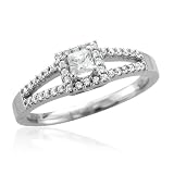 10k White Gold Princess Cut Diamond Engagement Ring Band (HI, I, 0.33 carat)