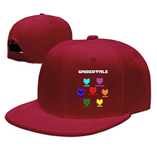 CEDAEI Undertale Colorful Hearts Soul Flat Bill Snapback Adjustable Travel Caps Hats Black