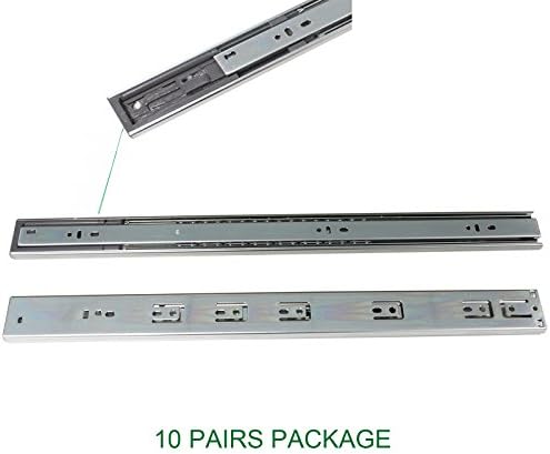 Fashion Kitchen Pack of 10 Sets 22 Inch Soft Close Full Extension Side Mounted Ball Bearing Drawer Slides