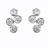 Platinum Plated Sterling Silver Simulated Diamond Earrings