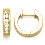 14K Yellow Gold Diamond Hoop Earrings