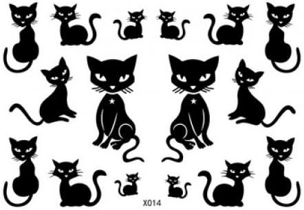 SPESTYLE waterproof non toxic fashionable and beautiful tattoos stickers many cute and lovely black cats temporary tattoos stickers