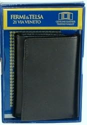 Fermi & Telsa Leather Trifold Wallet - Black