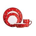 16pc polka red dinner set stoneware