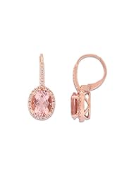 Morganite Earrings with Diamonds in 14K Rose Gold