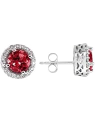 Ruby and Diamond Earrings 14k White Gold