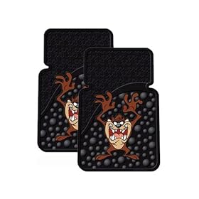 Set of 2 Universal-Fit Front Rubber Floor Mats - Tasmanian Devil Taz Attitude