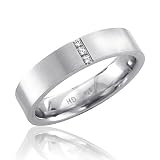 Men's Stainless Steel Diamond Band Ring (H, SI, 0.09 carat)-Band Width:5mm