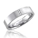 Jewelry : Men's Stainless Steel Diamond Band Ring (H, SI, 0.09 carat)-Band Width:5mm