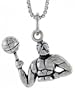 Sterling Silver Man Spinning Basketball on Finger Pendant, 9/16 in. (14mm) tall