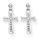 10K White Gold 1/3 ct. Diamond Cross Earrings