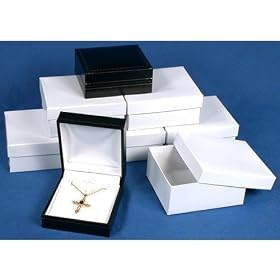 6 Earring Boxes Black & White Leather Gift Display Box