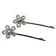 Small Clear Crystal Flower on Bobby Pin -- Set of 2