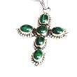 Pendant for Girls Silver Melachite Gemstone Jewelry 1.75 inches