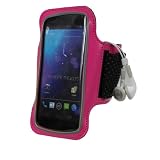 igadgitz Pink Reflective Anti-Slip Neoprene Sports Gym Jogging Armband for Samsung Galaxy Nexus i9250 Android Smartphone Cell Phone