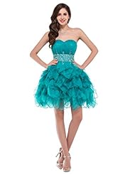 Strapless Beaded Tiered Sequined Lace-Up Ruched  Acrylic/Satin Sweetheart Cocktail  Ball Gown Evening Dress/Homecoming Dress/Bridesmaid Dress/Pageant Dress/Prom Dress/Party Dress/Wedding Dress 