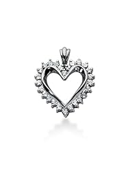 14K Gold Prong set Diamond Heart Pendant (0.78 cttw, F - G Color, SI2 Clarity)