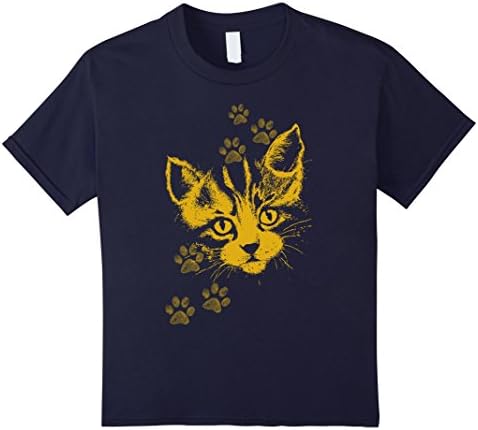 Kids Paws Cat T-shirt 8 Navy