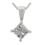 1/2 carat Princess Cut Diamond Solitaire Pendant in White Gold (HI/SI)