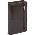 Leather Travel Agenda with Front Zip - Burgundy