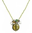 Necklace - N145 - Round Murano Glass Cluster ~ Olive