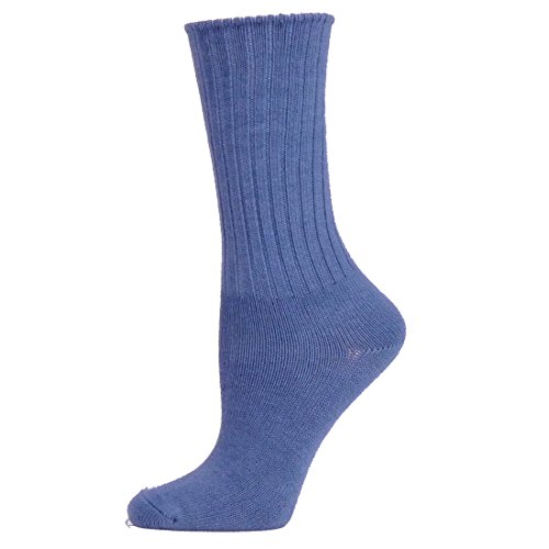 2 Brothers Ribbed Organic Cotton Crew Womens Socks (Denim - Medium)