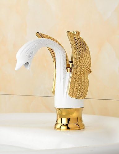 YYCC-Contemporary White Painting Single Handle Countertop Deck Mounted Brass Wash Basin Faucet Mixer , white