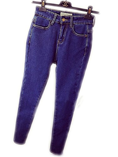 （Route de soleil）スキニーデニムパンツ 裏起毛 生デニム レギンス ブルー 黒 全６サイズ