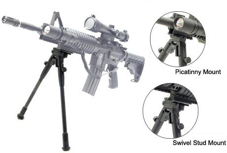 UTG TACTICAL/Sniper Profile Adjustable Height Universal Bipod with Rubberized Stand