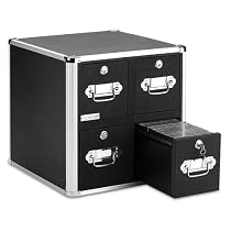 Vaultz VZ01049 4-Drawer Locking CD Storage Cabinet Holds up to 660 CDs (Black with Chrome Accents)