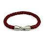 stylish burgundy braided leather bracelet with stainless steel T clasp