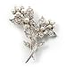 Crystal Faux Pearl Butterfly Brooch (Silver Tone)