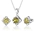 Jewelry : Exclusive Splendor: 6.75 carat Concave-Cut Snowflake Shape Lemon Quartz Pendant Earring Set in Sterling Silver
