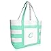 DALIX Monogram Beach Bag and Totes for Women Personalized Gifts Mint Green C