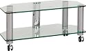 Optimum Fusion LCD800 2 Shelf Television Stand - Pearl Grey Rods With Clear Glass