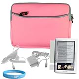 Light Lemonade Pink Nook Carrying Case + Clear Screen Protector + Wall Charger + Car Charger + Wisdom * Courage Wristband