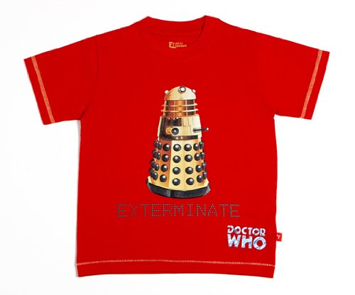 Childrens Toyshop  Toys : Retro Doctor Who 'Exterminate' T-Shirt 8 to 9 Years Strawberry