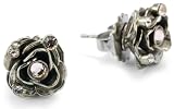 41EZnolClGL. SL160  Sorrelli Snow Bunny Neutral Crystal Petite Rosette Silver Tone Earrings