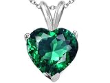 2.00 cts Genuine Lab Created Heart Emerald Pendant - 14kt White or Yellow Gold