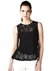 Limited Collection Floral Lace Shell Peplum Top