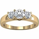 14K Yellow Gold Diamond Three-Stone Engagement Ring - 1.00 Ct.