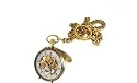 Catorex Men's Les Breuleux 18k Gold Plated Brass Skeletal Dial Pocket Watch