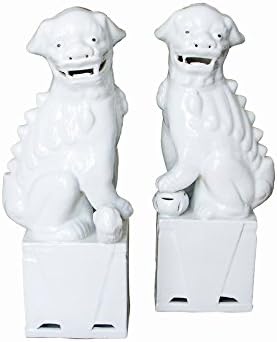 Tao Accents White Porcelain Sitting Foo Dog Pair - Medium