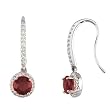 14K White Gold Mozambique Garnet and Diamond Earrings