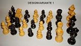 Schach: Schachfiguren aus Holz, Ersatzteil-Komplettset (32 Figuren, Schwarz + Holz-Farben)