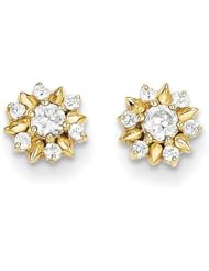 MadiK® 14k Yellow Gold Polished Flower with CZ Post Stud Earrings
